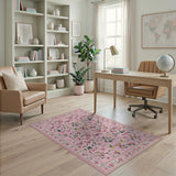 Floral Vintage Whimsical Pink Butterfly Floral Area Rug
