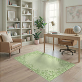 Green Vintage Green Floral Vine Border Area Rug