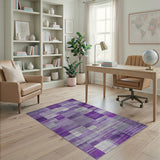 Purple Geometric Block Purple Area Rug