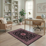 Pink Black Traditional Persian Medallion Rug