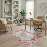 Pink Floral Ornate Frame Area Rug