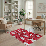 Festive Dancing Snowmen Red Area Rug