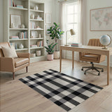 Rustic Farmhouse Black and White Black White Checkered Plaid Area Rug