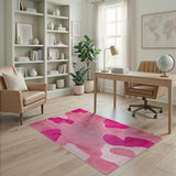 Fluffy Pink Cow Spot Shag Area Rug