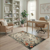 Vintage Peach Blossom Butterfly Floral Rug