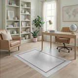 White Rug with Soft Taupe Border