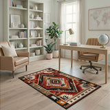Southwestern Multi-color and Patterns Bold Red Diamond Southwestern Area Rug