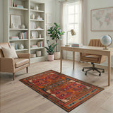 Bold Red Orange Southwestern Geometric Area Rug