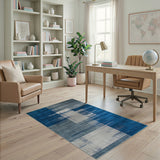 Modern Blue Grey Geometric Abstract Area Rug
