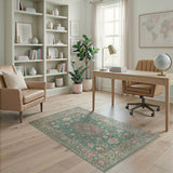 Teal Persian Floral Blue and Teal Area Rug