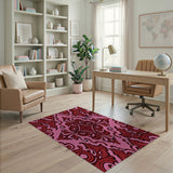 Pink Damask Floral Area Rug