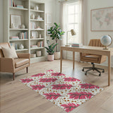 Vibrant Pink Leaf Speckle Area Rug