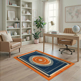 Blue Orange Geometric Circle Area Rug