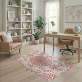 Pink Floral Damask Area Rug