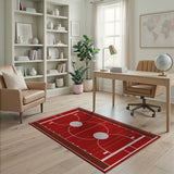 Red Geometric Modern Red Basketball Court Area Rug