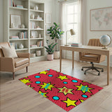 Comic Explosion Stars Polka Dot Kids Rug