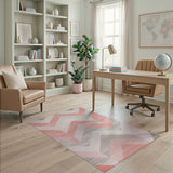 Pink Gray Chevron Zigzag Geometric Area Rug