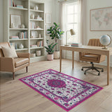 Vibrant Traditional Persian Vibrant Pink Persian Medallion Area Rug