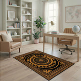 Ornate Orange Mandala Persian Area Rug