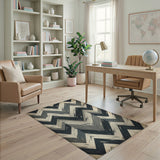 Distressed Chevron Grey Area Rug