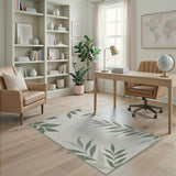 Green Leaf Geometric Area Rug