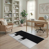 Modern Black White Geometric Abstract Rug
