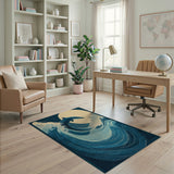 Shark Leaping Midnight Waves Area Rug