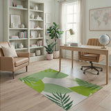 Lush Green Palm Frond Coastal Area Rug