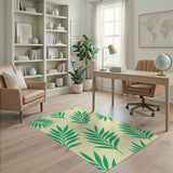 Coastal Beach Vibrant Green Palm Leaf Area Rug