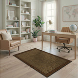 Tan Leopard Print Area Rug with Black Border