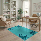 Teal Sea Turtles Coastal Area Rug