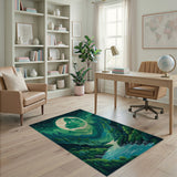 Wolf Moon Enchanted Valley Green Area Rug