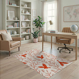 Red Cardinal Birds Floral Branches Area Rug