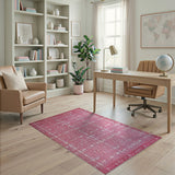 Pink Bow Grid Geometric Area Rug