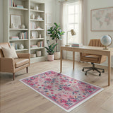 Blush Pink Floral Vintage Area Rug