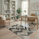 Geometric Modern Grey Chevron Zigzag Geometric Area Rug