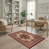 Elegant Red Floral Border Persian Area Rug