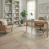 Ivory Persian Floral Rug with Blush Pink Accents