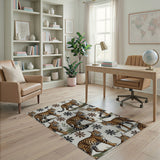 Majestic Lynx Snowflakes Pattern Rug