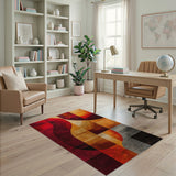 Abstract Geometric Red Orange Area Rug