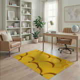 Plush Yellow Circle Textured Area Rug