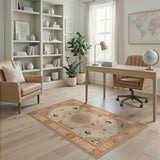 Cream Beige Sun Mandala Southwestern Rug