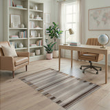 Brown and Tan Brown Tan Horizontal Stripe Woven Rug
