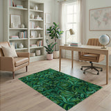 Green Lush Emerald Green Leaves Area Rug