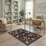 Navy Floral Persian Area Rug