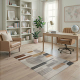 Beige and Neutral Abstract Organic Shapes Beige Grey Area Rug