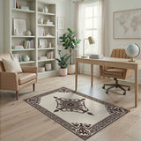 Traditional Persian Beige and Neutral Ornate Beige Persian Medallion Rug