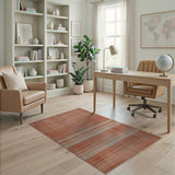 Terracotta Striped Woven Area Rug