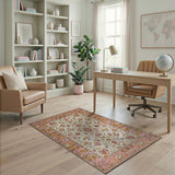 Pink Gold Floral Persian Area Rug