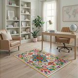 Vibrant Multi-Color Persian Floral Medallion Rug